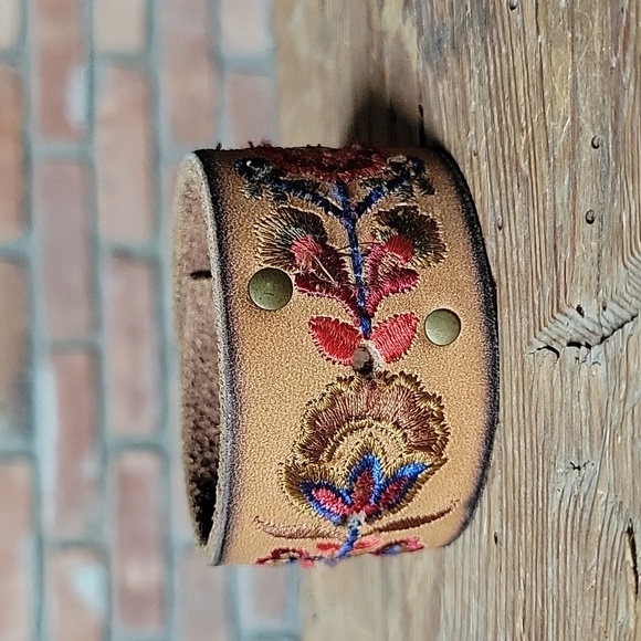 Lucky Brand Jewelry - Embroidered Leather Cuff Bracelet